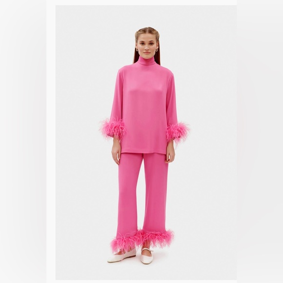 Sleeper Other - SLEEPER Black Tie Party Pajama with Detachable Feathers in Hot Pink | Size M